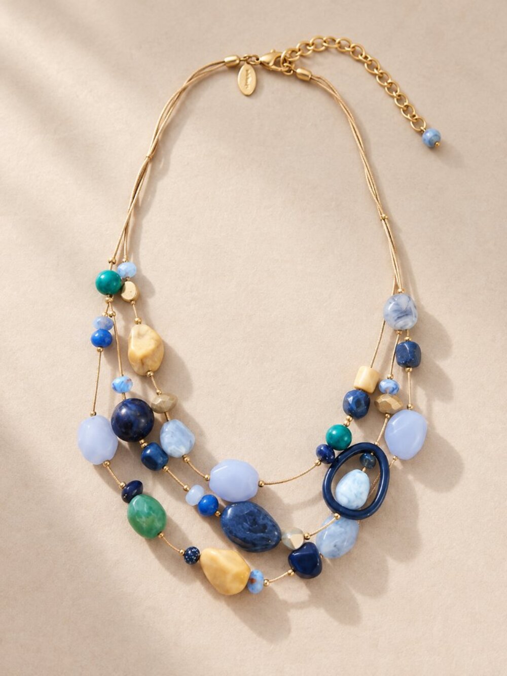 Vintage Deadstock Chico’s Gemstone Multi Strand Chunky Statement Necklace Boho
